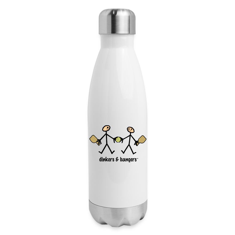 Dinkers & Bangers Insulated Stainless Steel Water Bottle - white