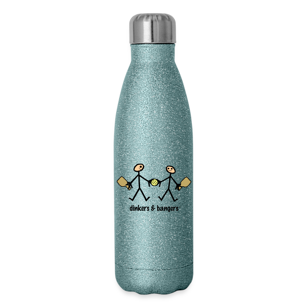 Dinkers & Bangers Insulated Stainless Steel Water Bottle - turquoise glitter