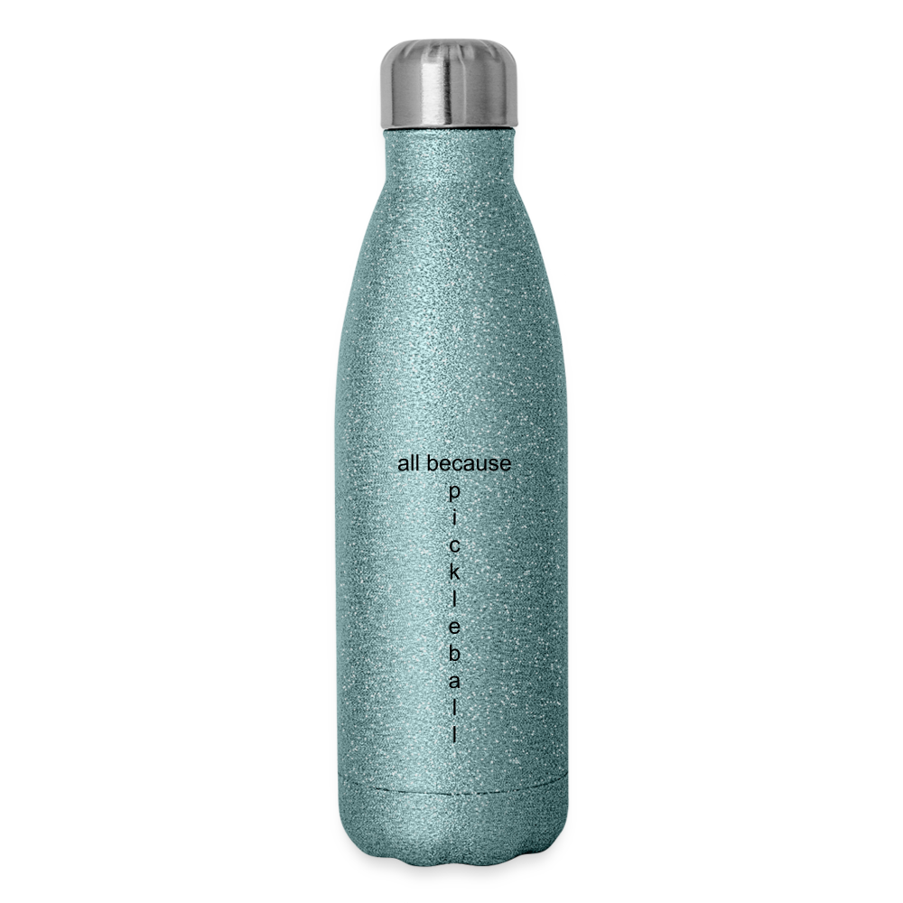 Dinkers & Bangers Insulated Stainless Steel Water Bottle - turquoise glitter