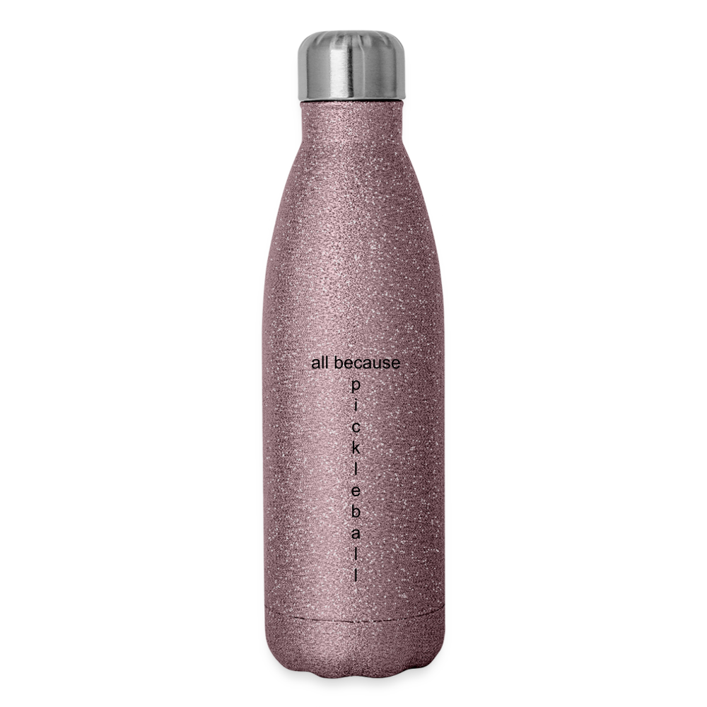 Dinkers & Bangers Insulated Stainless Steel Water Bottle - pink glitter