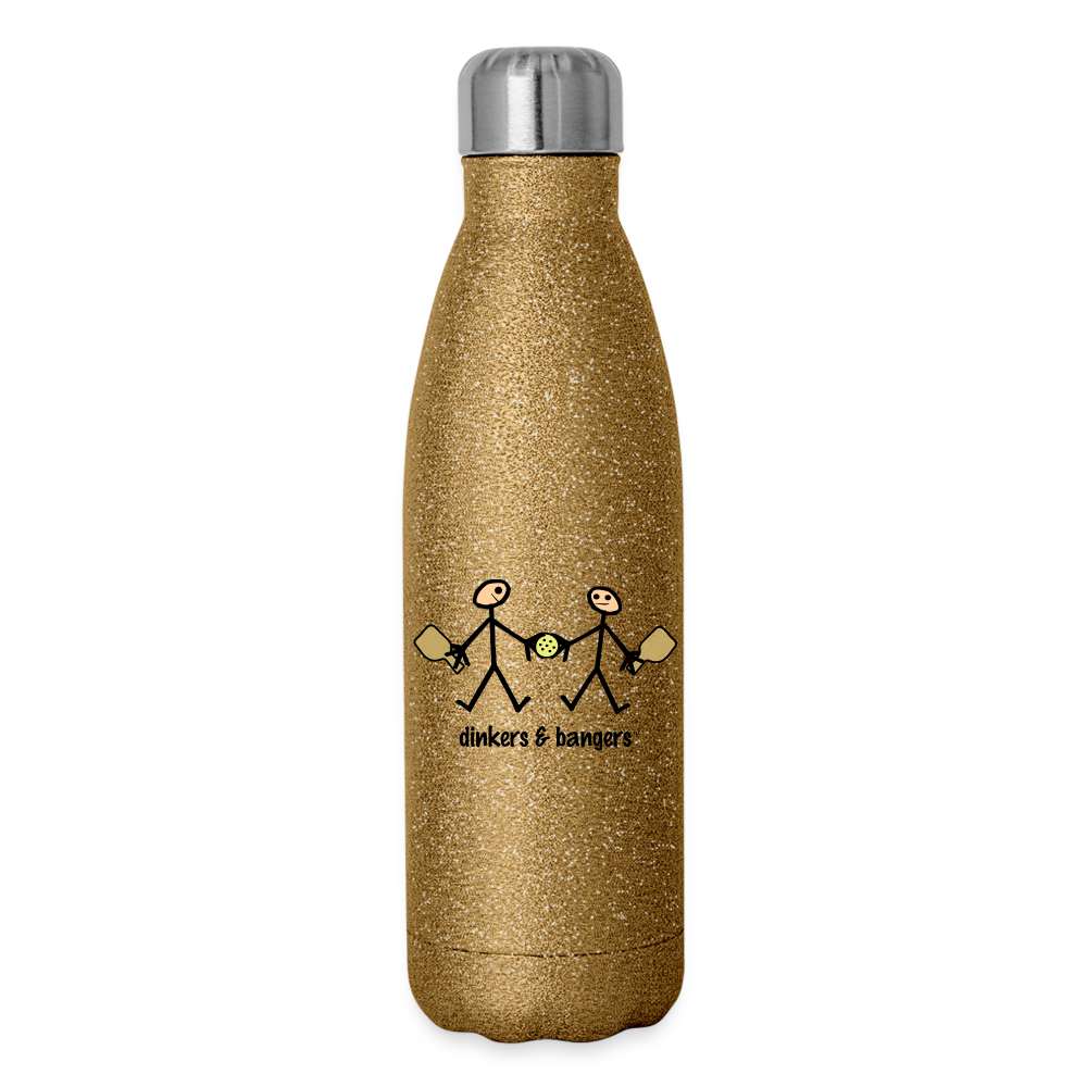 Dinkers & Bangers Insulated Stainless Steel Water Bottle - gold glitter