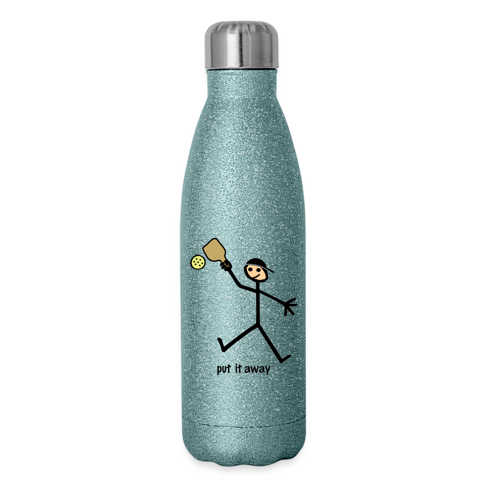 Put It Away Insulated Stainless Steel Water Bottle - turquoise glitter