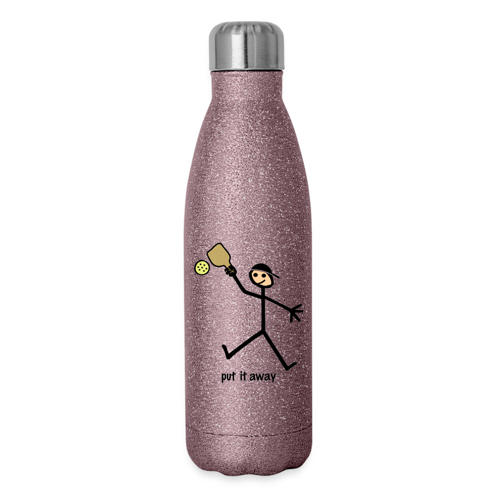 Put It Away Insulated Stainless Steel Water Bottle - pink glitter