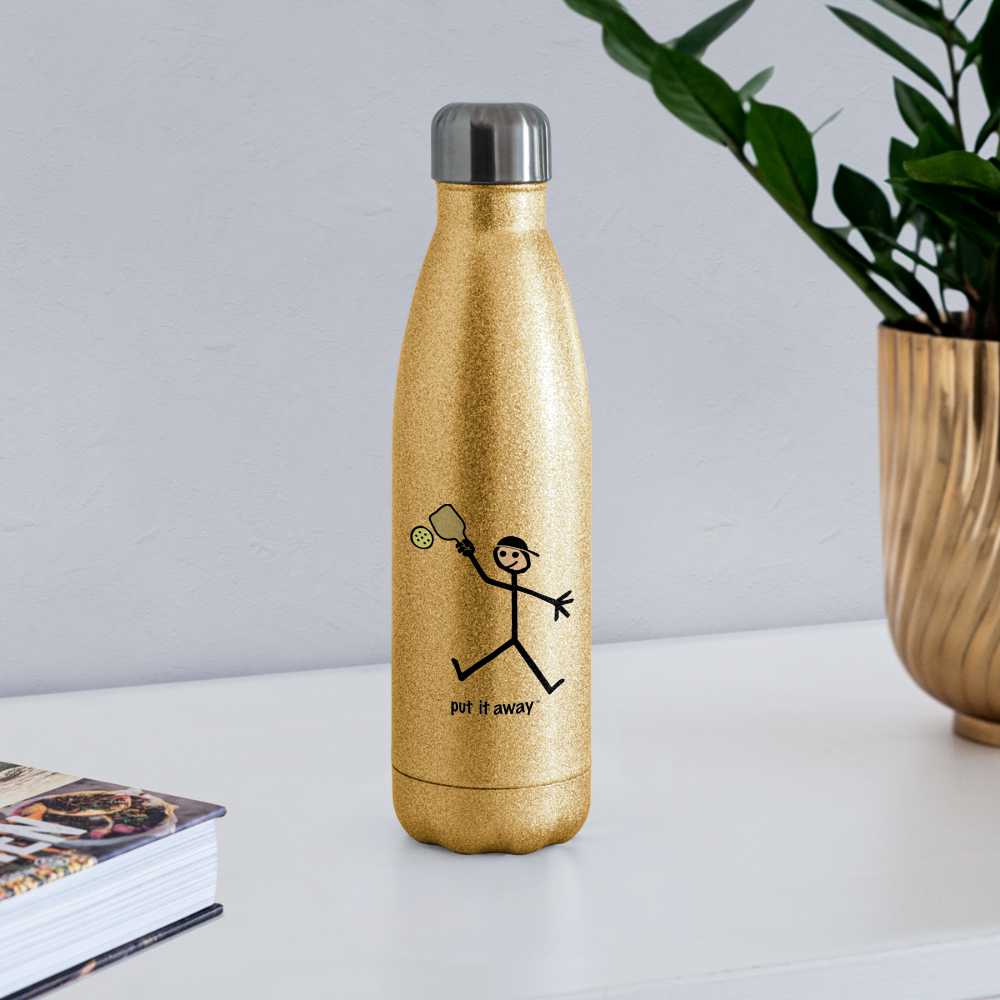 Put It Away Insulated Stainless Steel Water Bottle - gold glitter