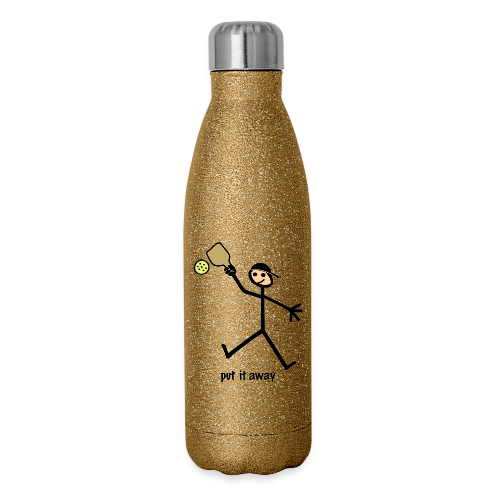 Put It Away Insulated Stainless Steel Water Bottle - gold glitter