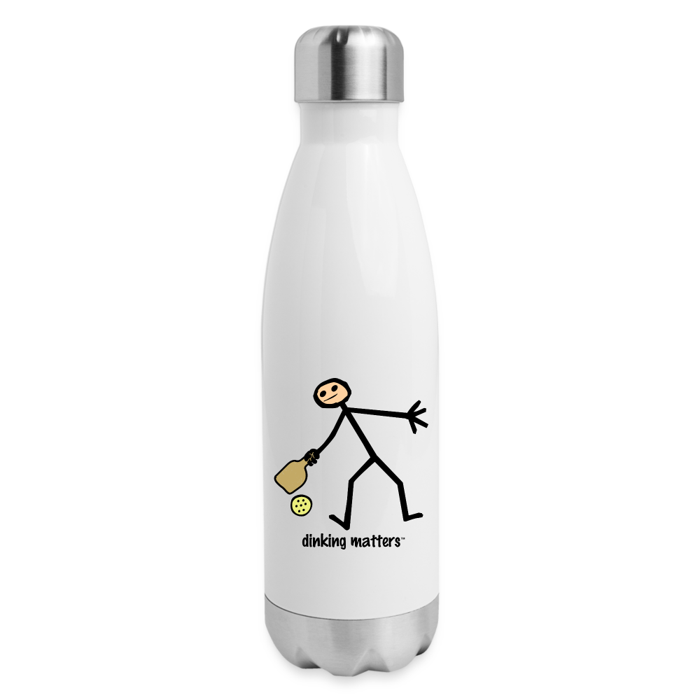 Dinking Matters Insulated Stainless Steel Water Bottle - white