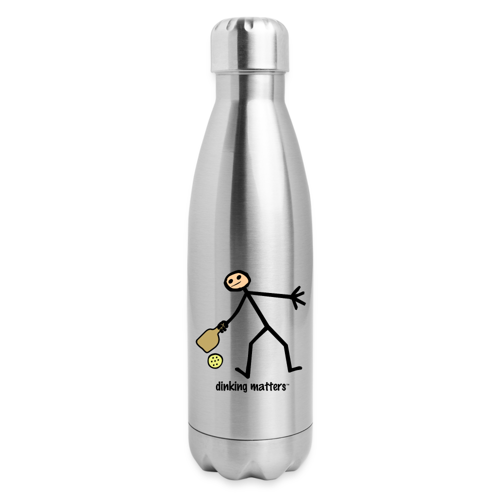 Dinking Matters Insulated Stainless Steel Water Bottle - silver
