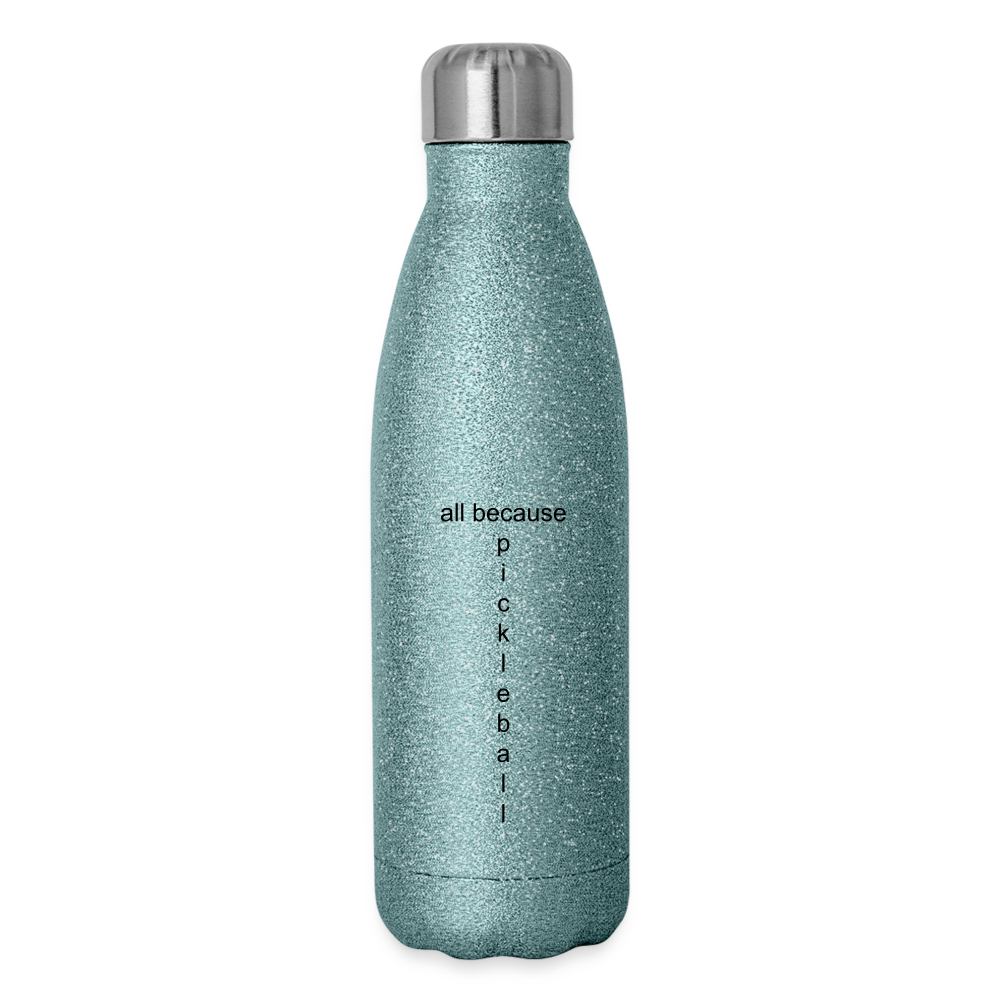 Dinking Matters Insulated Stainless Steel Water Bottle - turquoise glitter