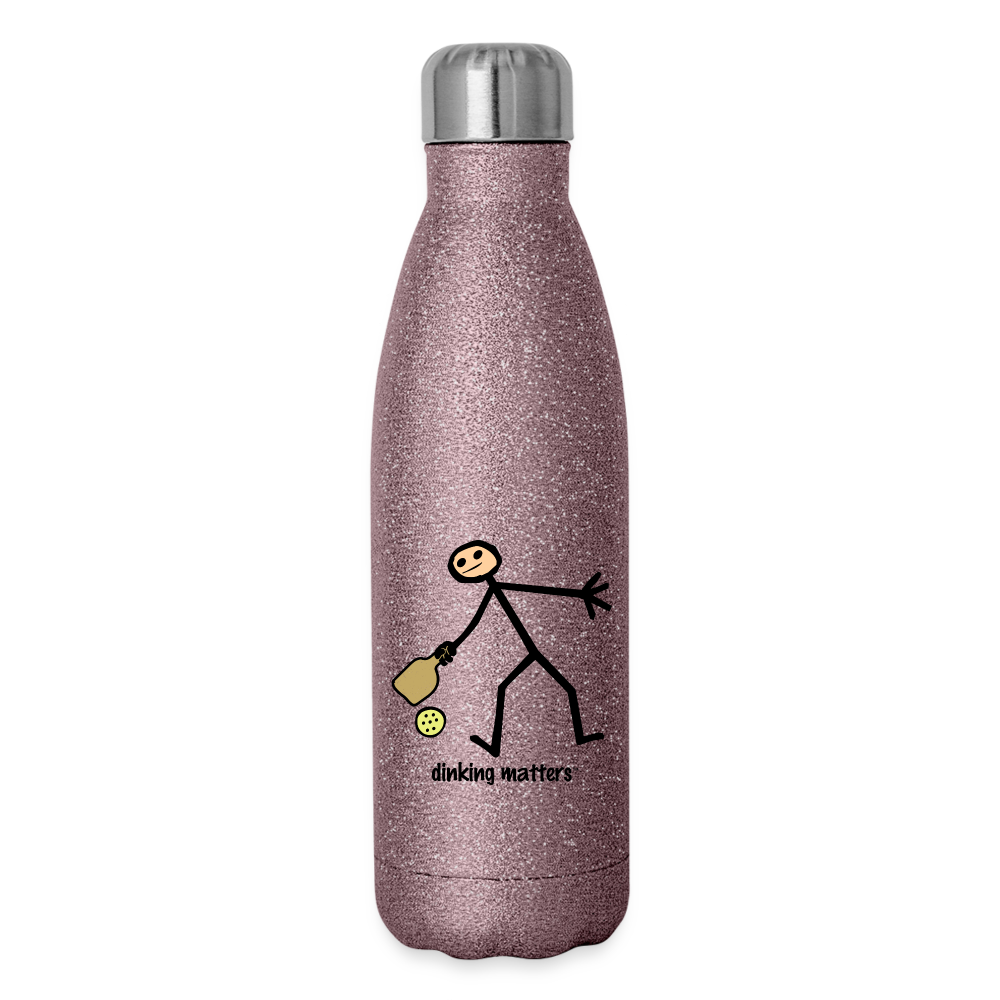 Dinking Matters Insulated Stainless Steel Water Bottle - pink glitter