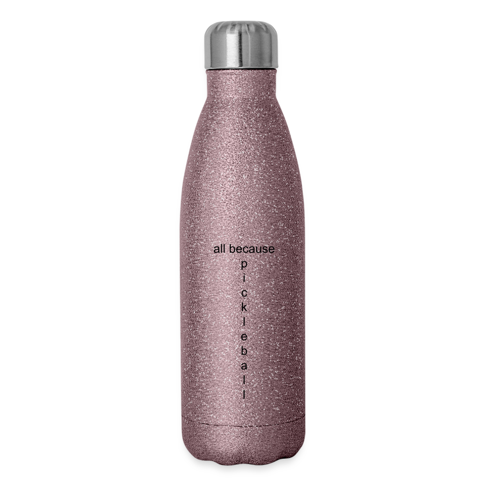 Dinking Matters Insulated Stainless Steel Water Bottle - pink glitter