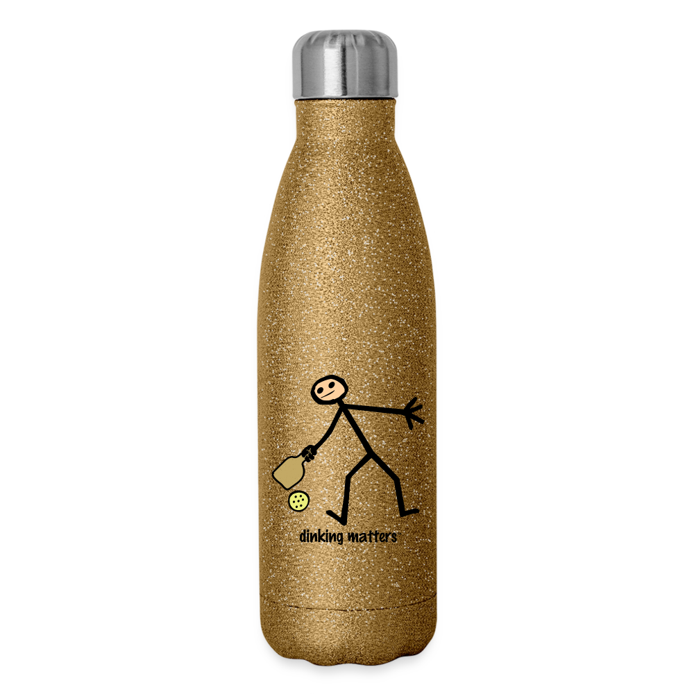 Dinking Matters Insulated Stainless Steel Water Bottle - gold glitter