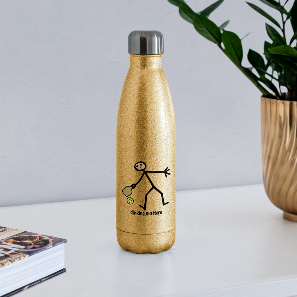 Dinking Matters Insulated Stainless Steel Water Bottle - gold glitter