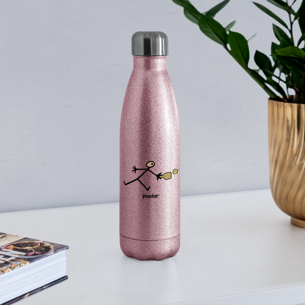 Poacher Insulated Stainless Steel Water Bottle - pink glitter