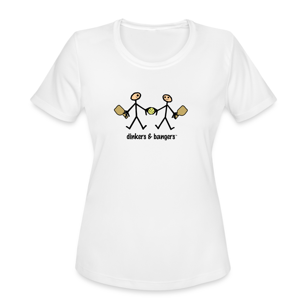 Dinkers & Bangers Women’s Moisture Wicking Performance TShirt - white