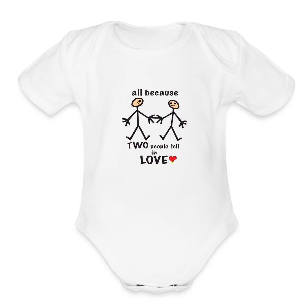 AB Two People Fell in Love Organic Short Sleeve Baby Bodysuit - white