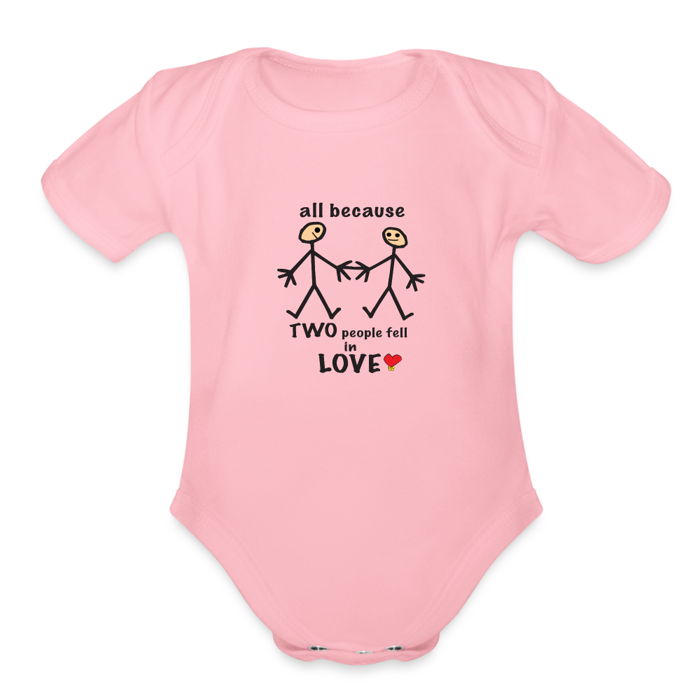 AB Two People Fell in Love Organic Short Sleeve Baby Bodysuit - light pink