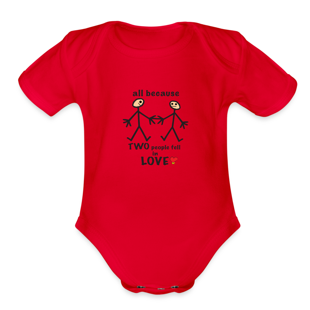 AB Two People Fell in Love Organic Short Sleeve Baby Bodysuit - red