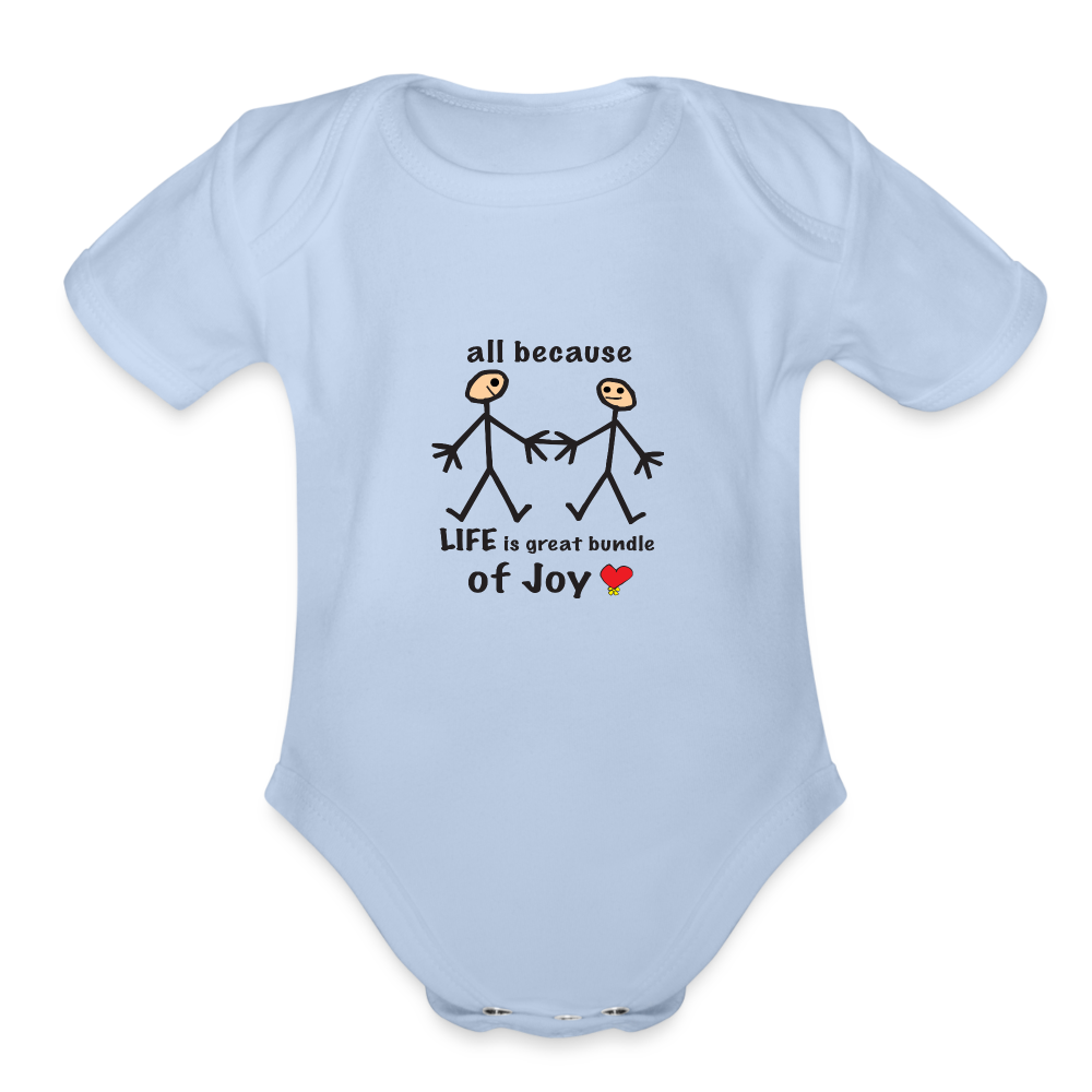 AB Life is a Bundle of Joy in Love Organic Short Sleeve Baby Bodysuit - sky