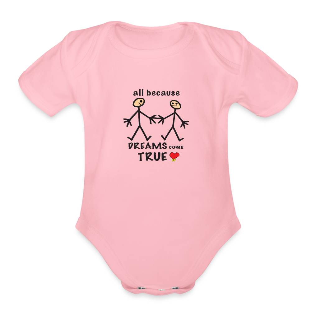 AB Dreams Come True in Love Organic Short Sleeve Baby Bodysuit - light pink