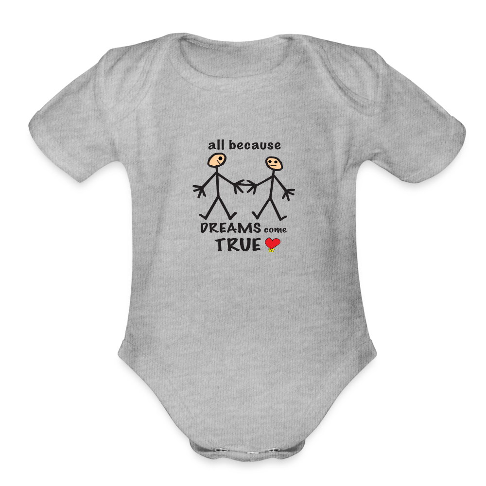 AB Dreams Come True in Love Organic Short Sleeve Baby Bodysuit - heather grey