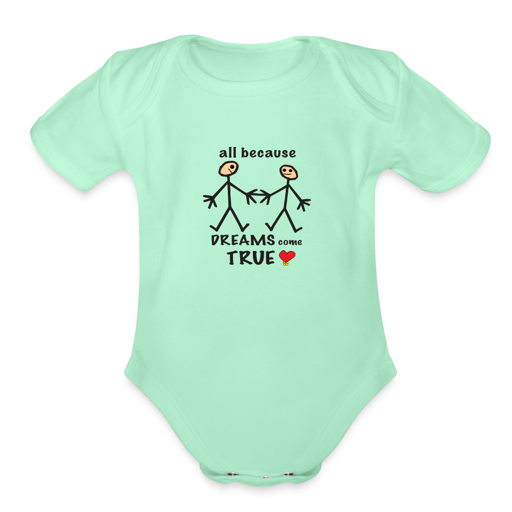 AB Dreams Come True in Love Organic Short Sleeve Baby Bodysuit - light mint