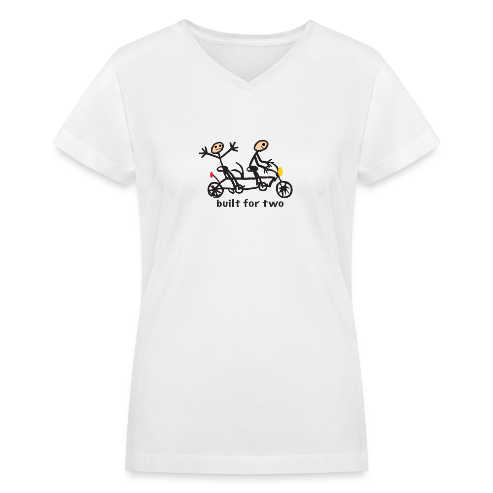 built for two Women's V-Neck T-Shirt - white