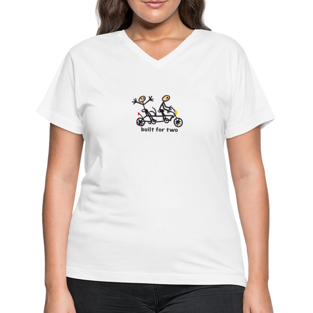 built for two Women's V-Neck T-Shirt - white