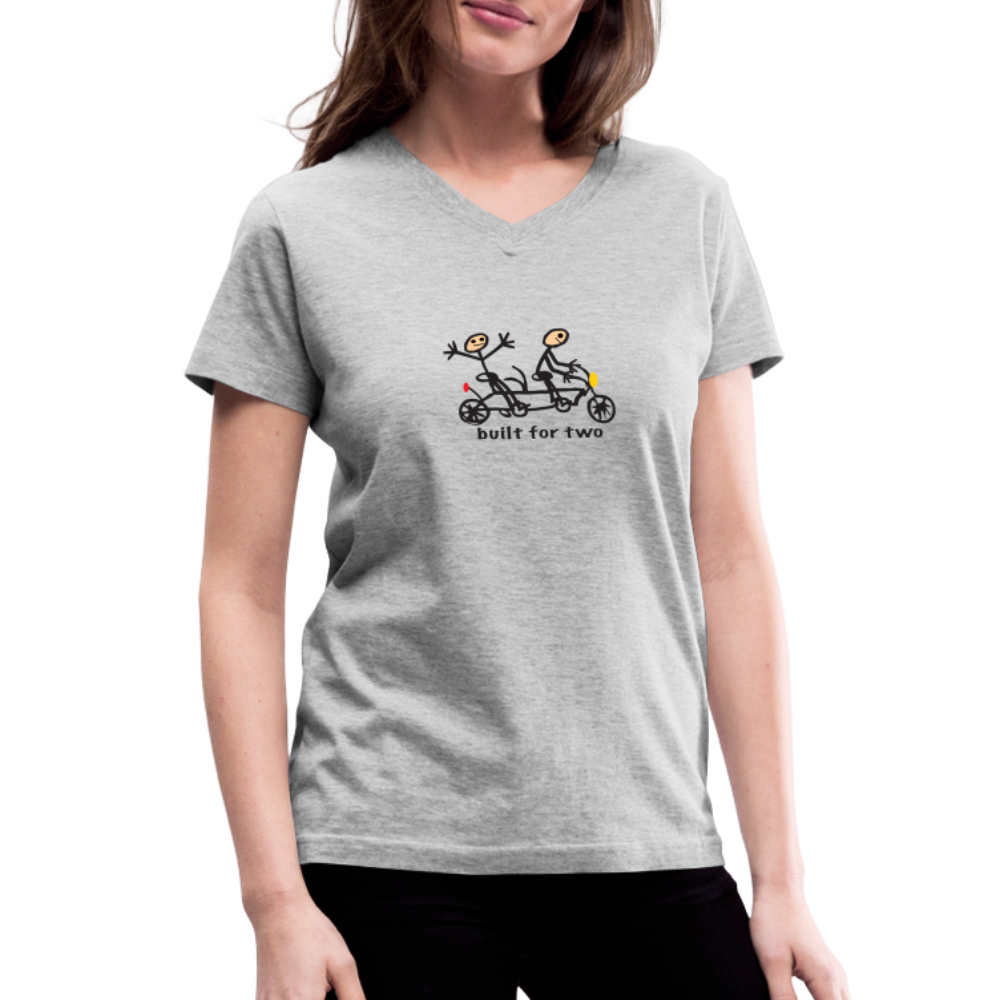 built for two Women's V-Neck T-Shirt - gray