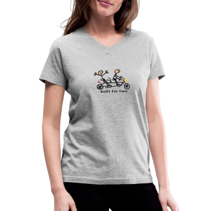 built for two Women's V-Neck T-Shirt - gray