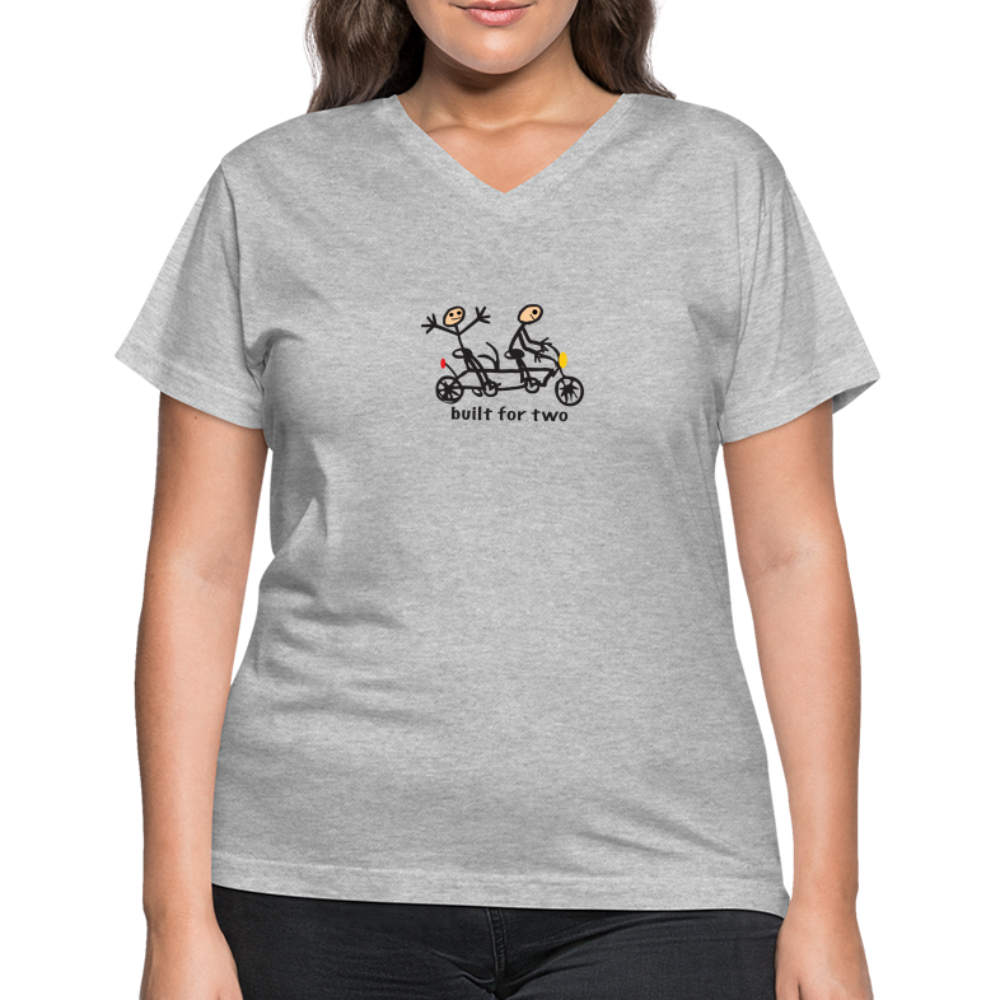 built for two Women's V-Neck T-Shirt - gray