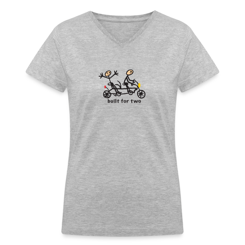 built for two Women's V-Neck T-Shirt - gray