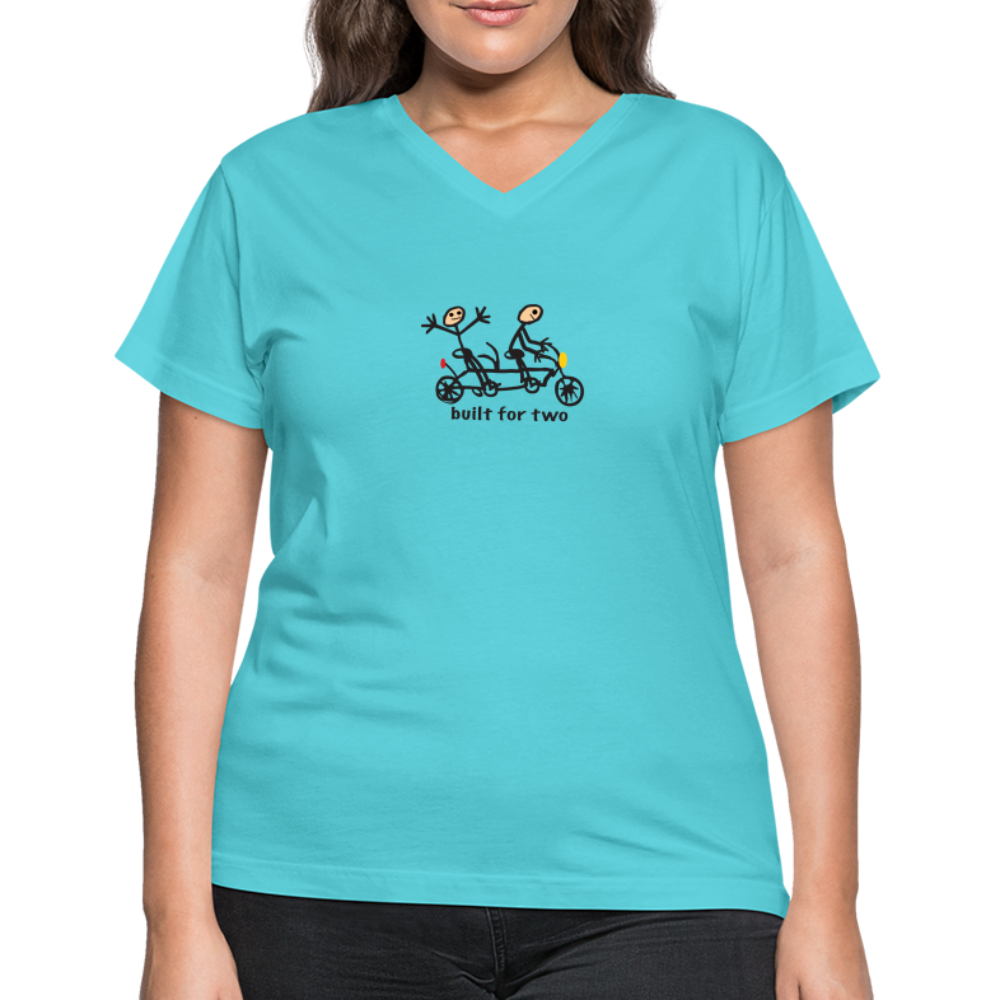 built for two Women's V-Neck T-Shirt - aqua