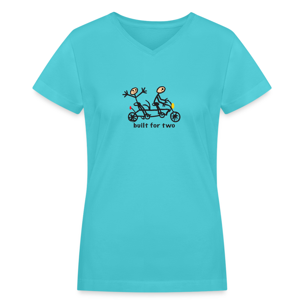 built for two Women's V-Neck T-Shirt - aqua