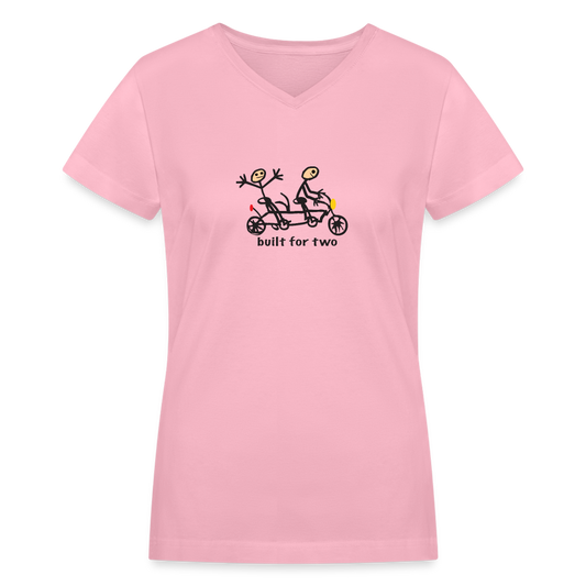 built for two Women's V-Neck T-Shirt - pink