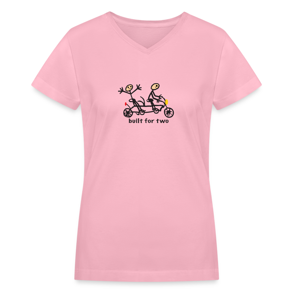 built for two Women's V-Neck T-Shirt - pink