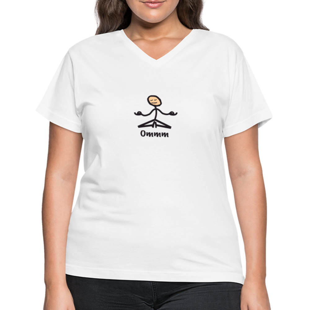 Ommm Women's V-Neck T-Shirt - white