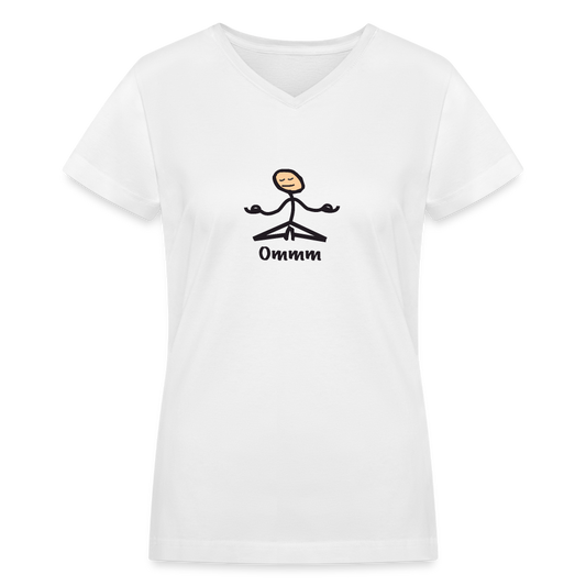 Ommm Women's V-Neck T-Shirt - white