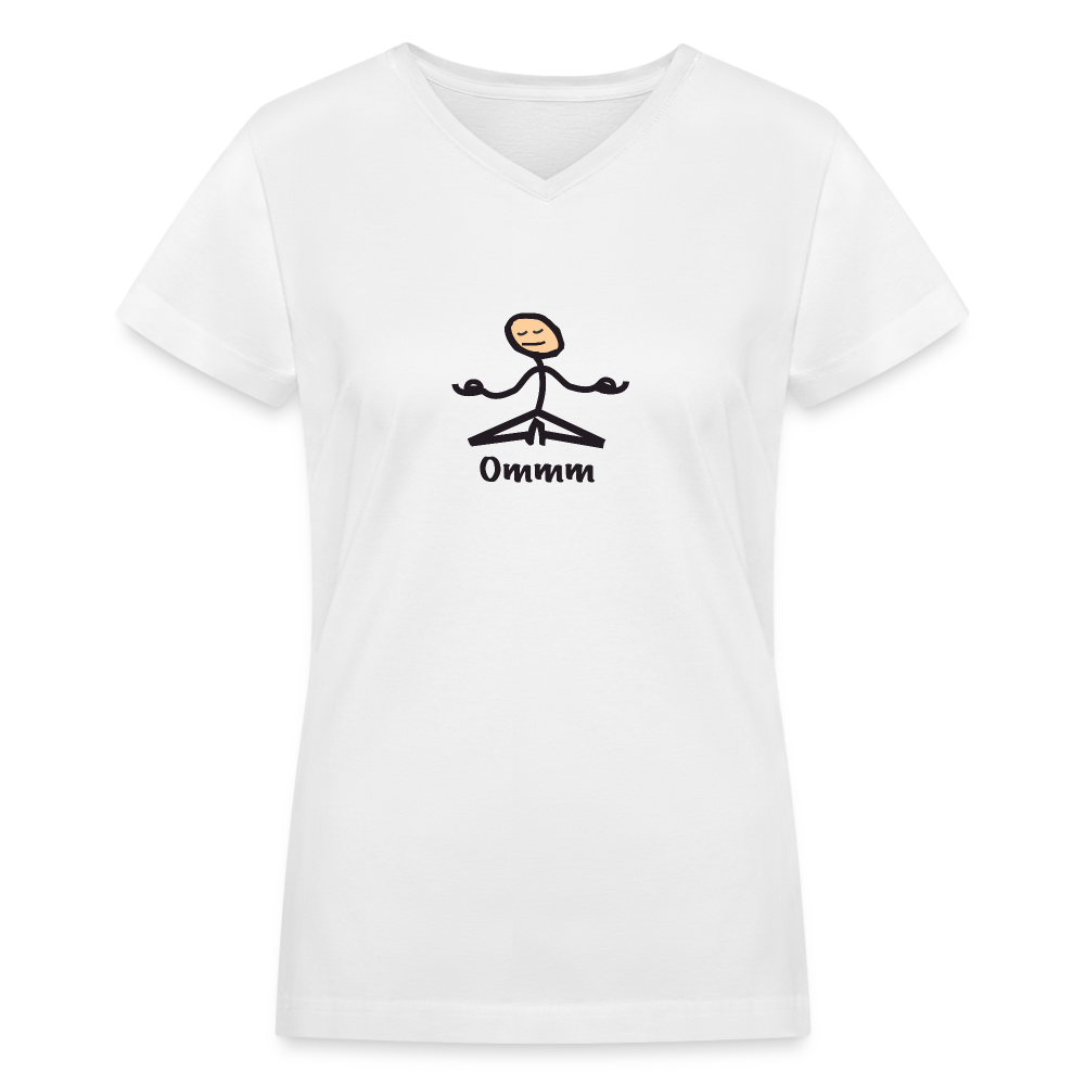 Ommm Women's V-Neck T-Shirt - white