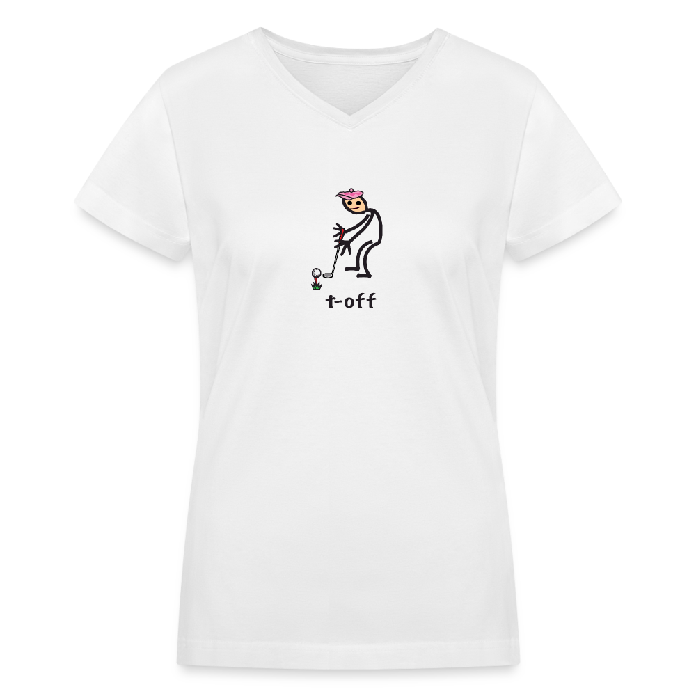 t-off Women's V-Neck T-Shirt - white