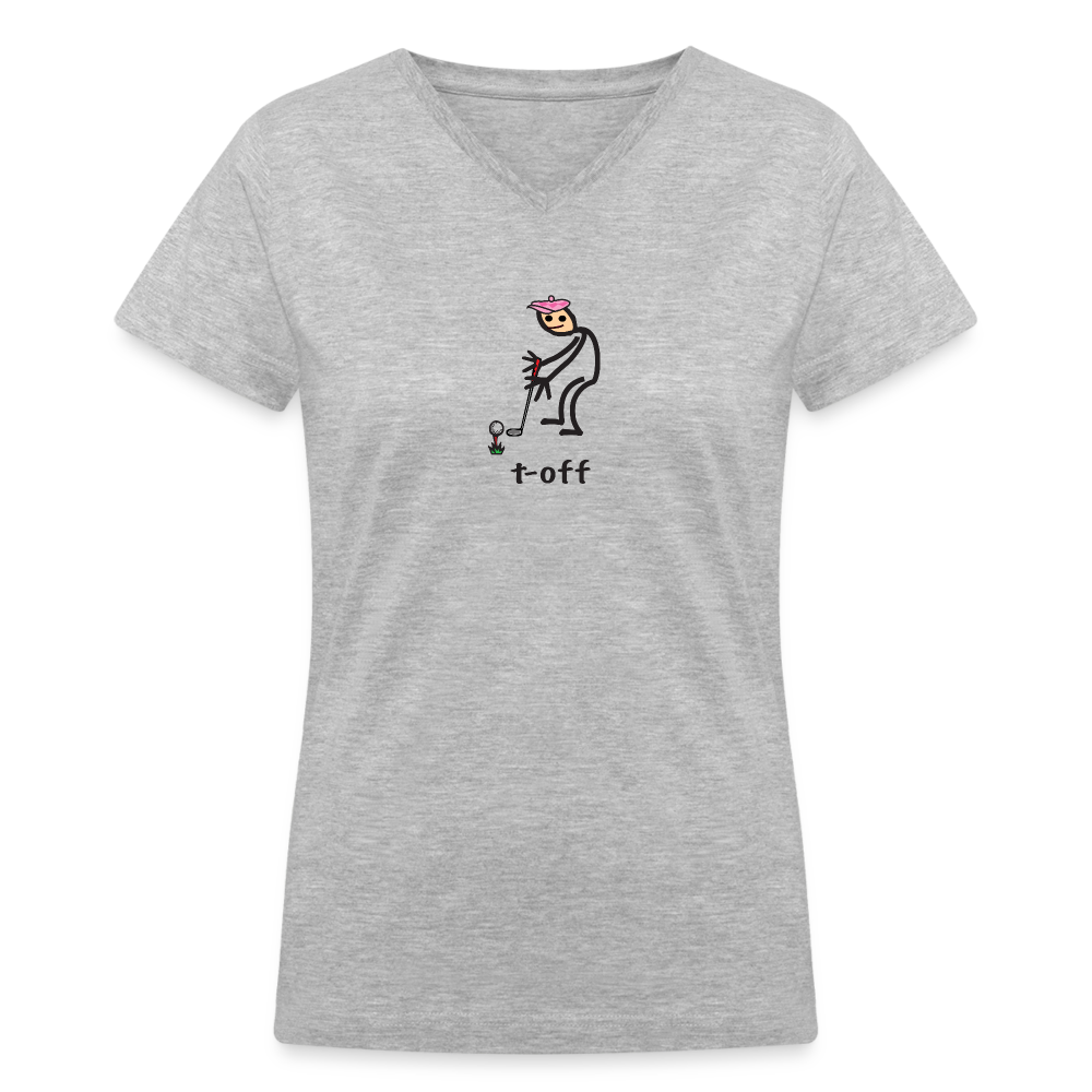 t-off Women's V-Neck T-Shirt - gray