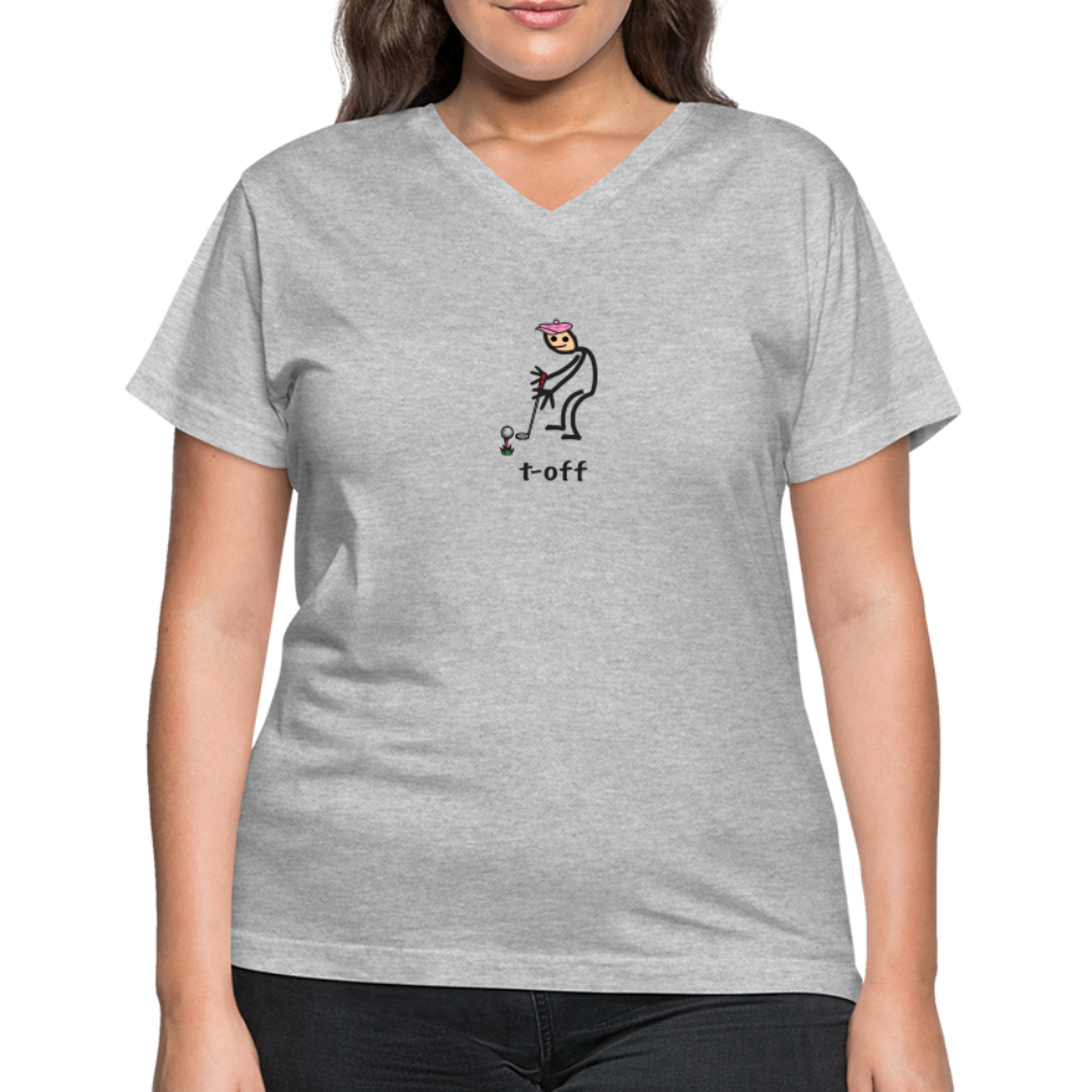 t-off Women's V-Neck T-Shirt - gray