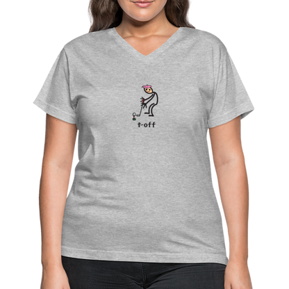 t-off Women's V-Neck T-Shirt - gray