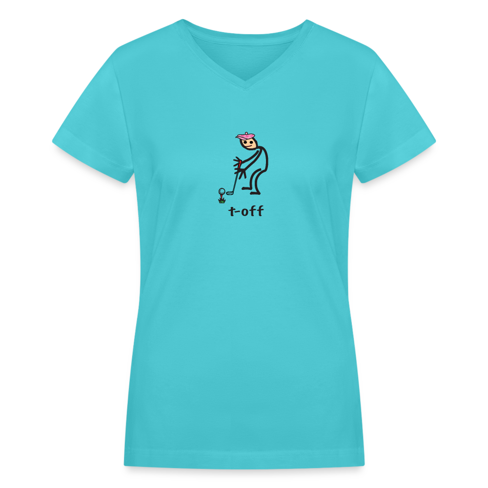 t-off Women's V-Neck T-Shirt - aqua