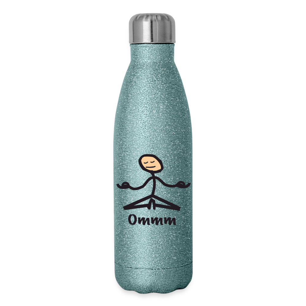 Ommm  Insulated Stainless Steel Water Bottle - turquoise glitter