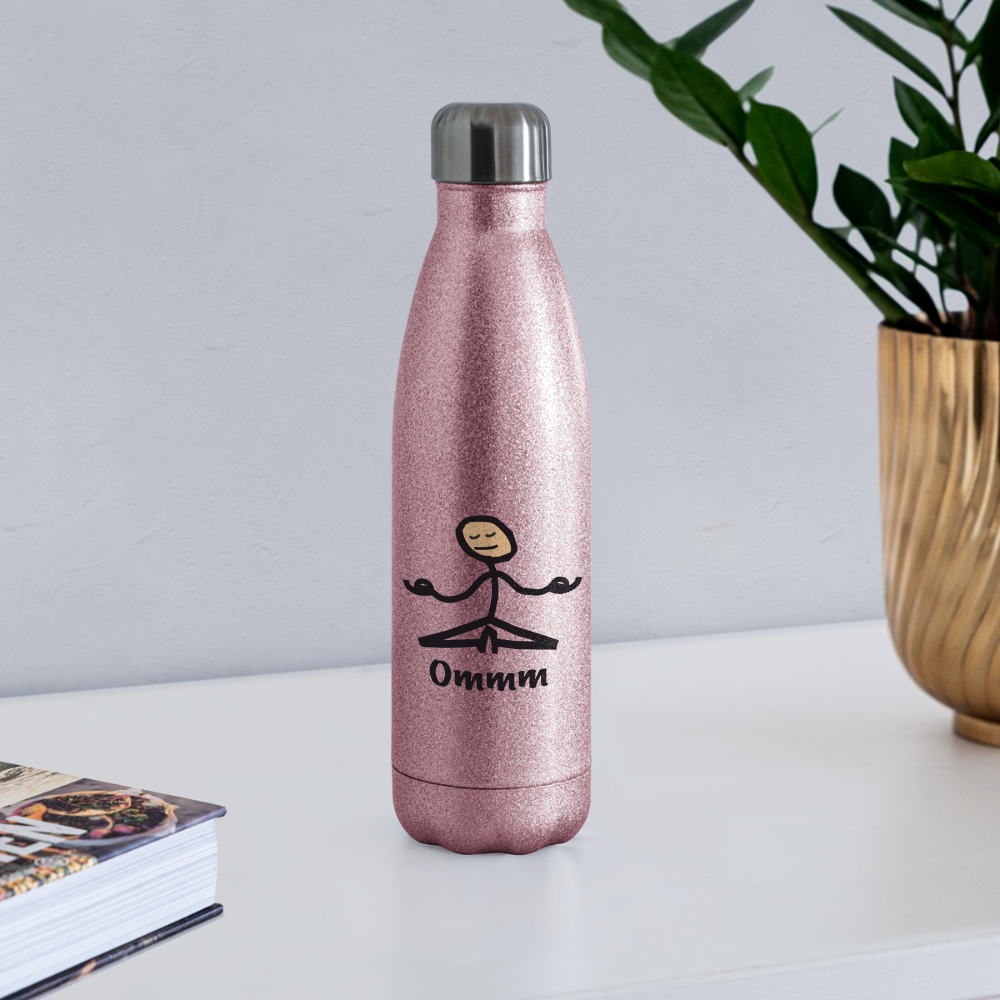 Ommm  Insulated Stainless Steel Water Bottle - pink glitter