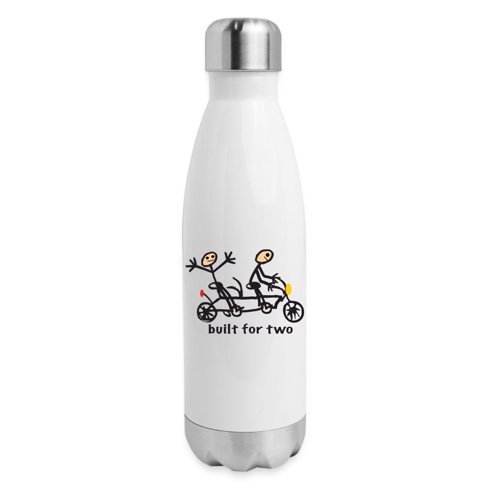 built for two Insulated Stainless Steel Water Bottle - white