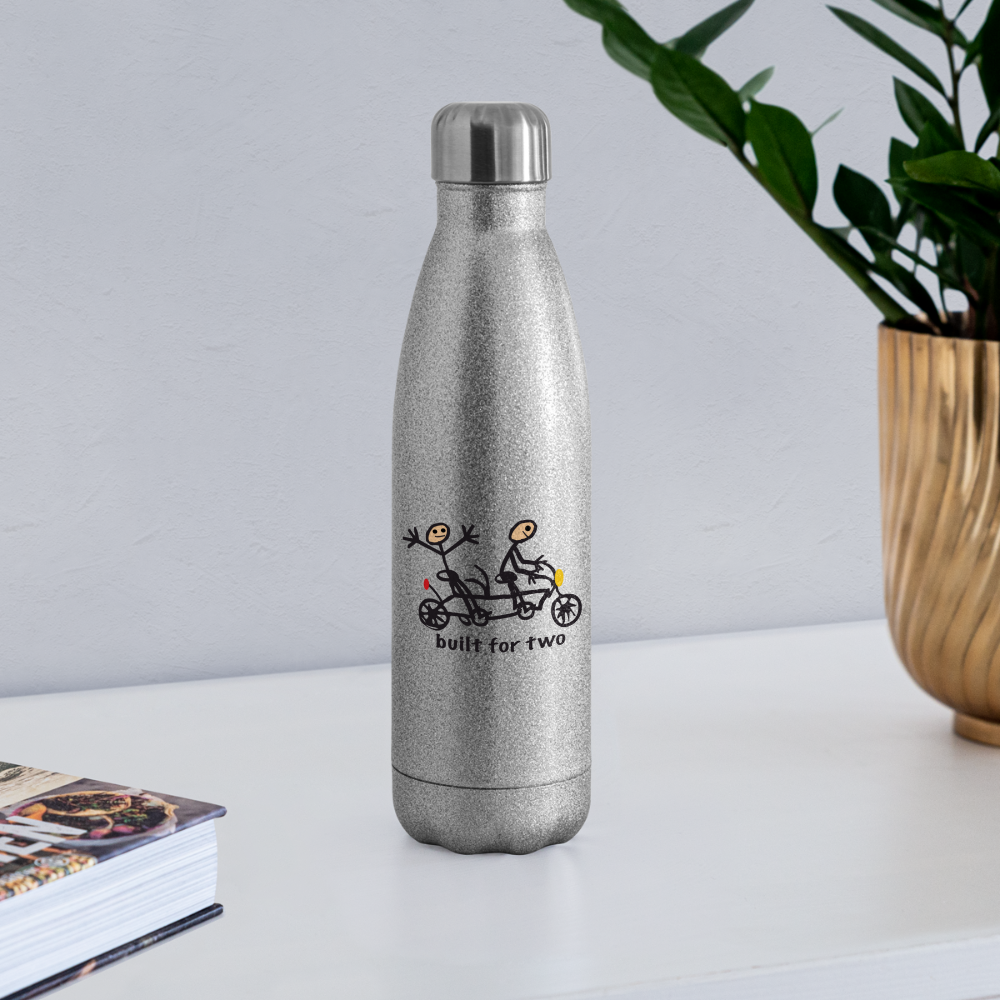 built for two Insulated Stainless Steel Water Bottle - silver glitter