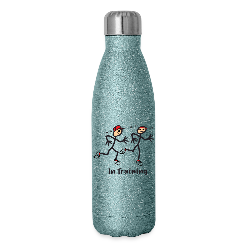 in training Insulated Stainless Steel Water Bottle - turquoise glitter