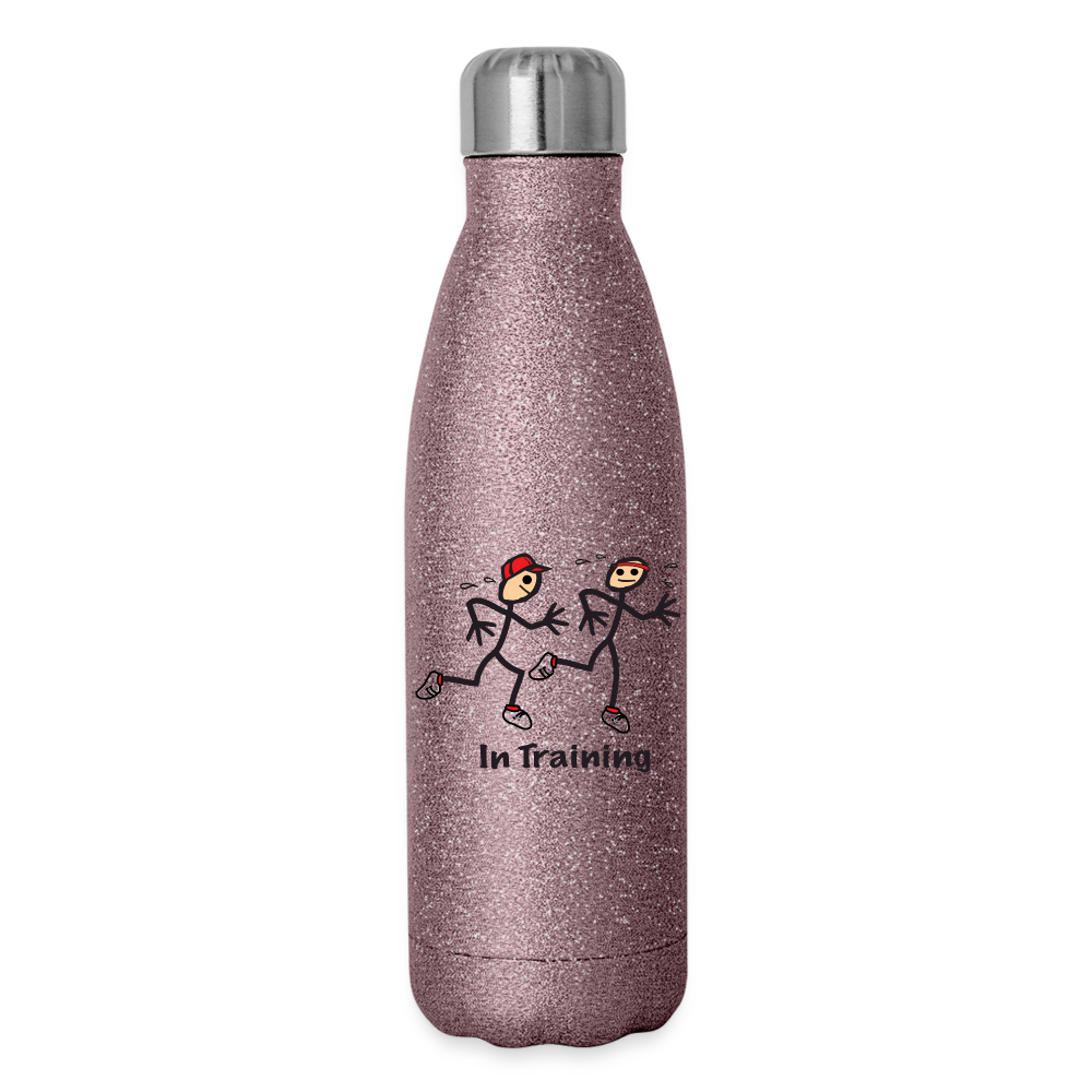 in training Insulated Stainless Steel Water Bottle - pink glitter