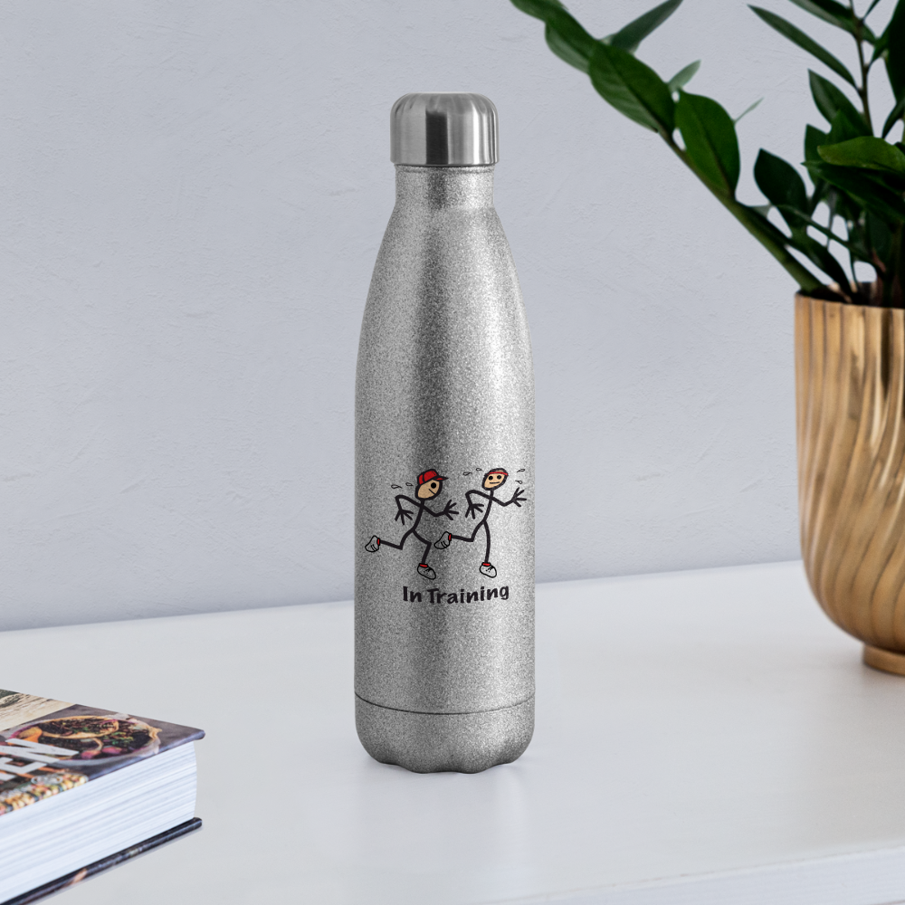 in training Insulated Stainless Steel Water Bottle - silver glitter